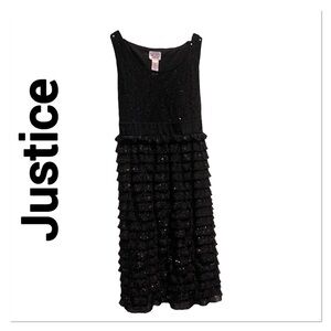 JUSTICE Black Ruffle Tiered Sleevess Fancy Dress size 10